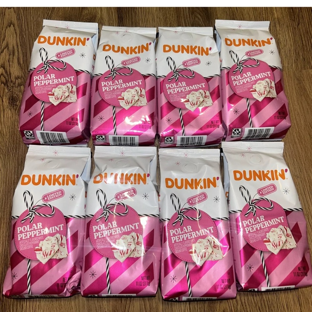 X8 Dunkin' Polar Peppermint Limited Ed Flavored Ground Coffee, 11 Oz BB:09/24